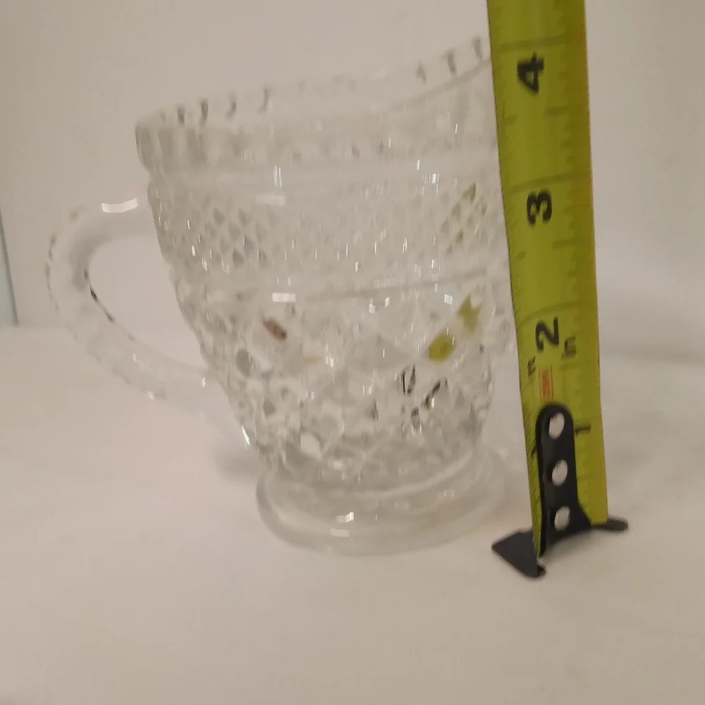 Vintage Glass Pitcher Anchor Hocking  Creamer Crystal Cut Diamond 4